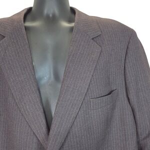 VTG‎ English Manor Mens Blazer 100% Wool Pinstripe Two Button Sport Coat 47R